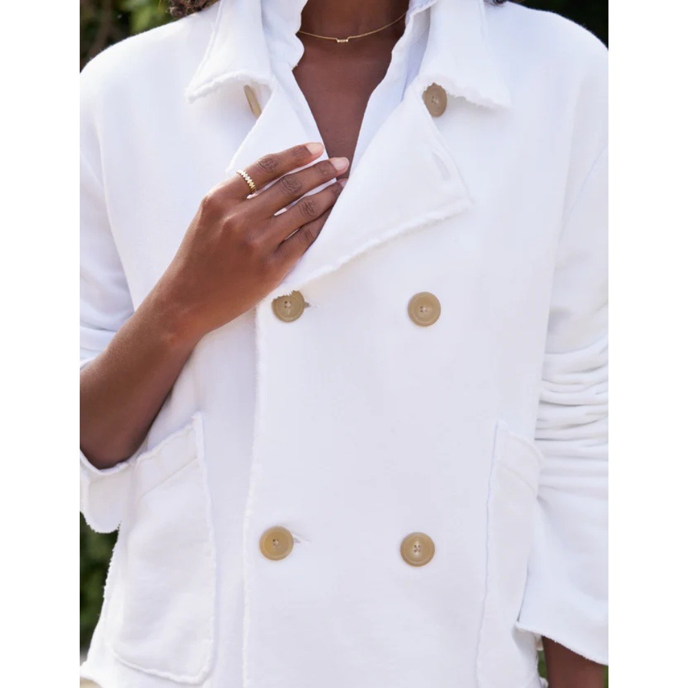 NWT Frank & Eileen Mini Belfast Jacket White Small Crop Peacoat - Picture 2 of 11